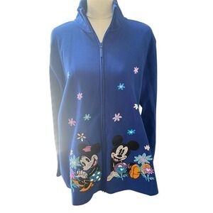 NWT Disney Parks‎ Zip-Up Jacket 2XL Blue Mickey Minnie Goofy Donald Pluto
